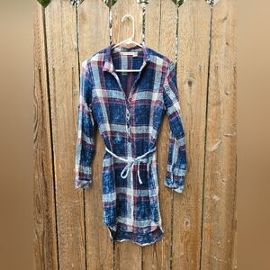 Chelsea & Violet Distressed Acid Washed Plaid Dress
